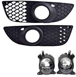 Pair Clear Lens Fog Lights Lamps & Trims (4Pcs Lamp & Molding Bezel)